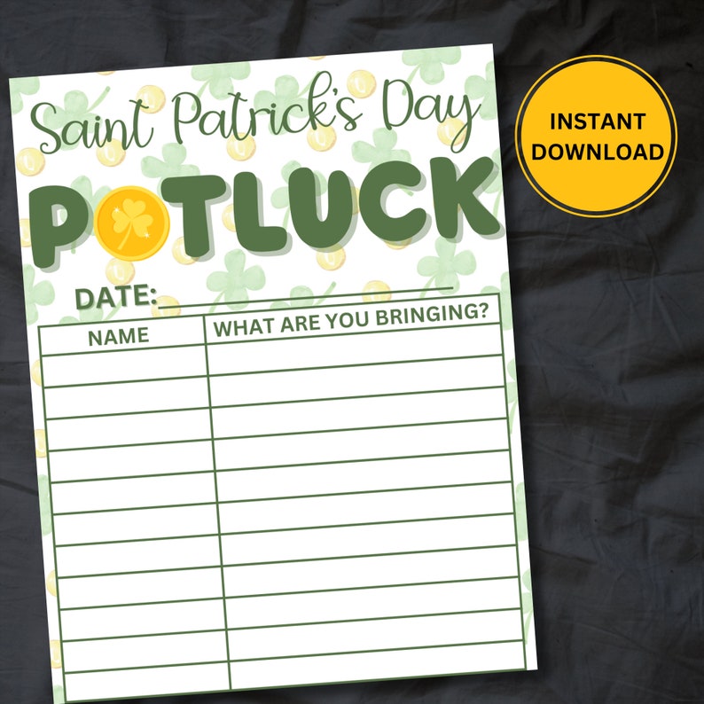 st patricks day sign up sheet
