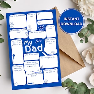 DIY-kaart voor papa | Vul de blanco vaderdagkaart in voor papa | Aandenken cadeau | Leuke verjaardagskaart voor papa | Directe download
