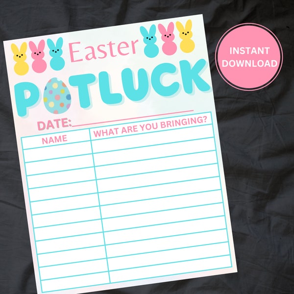 Downloadable Potluck Sign-Up Sheet | Easter | Office Potluck | INSTANT DOWNLOAD