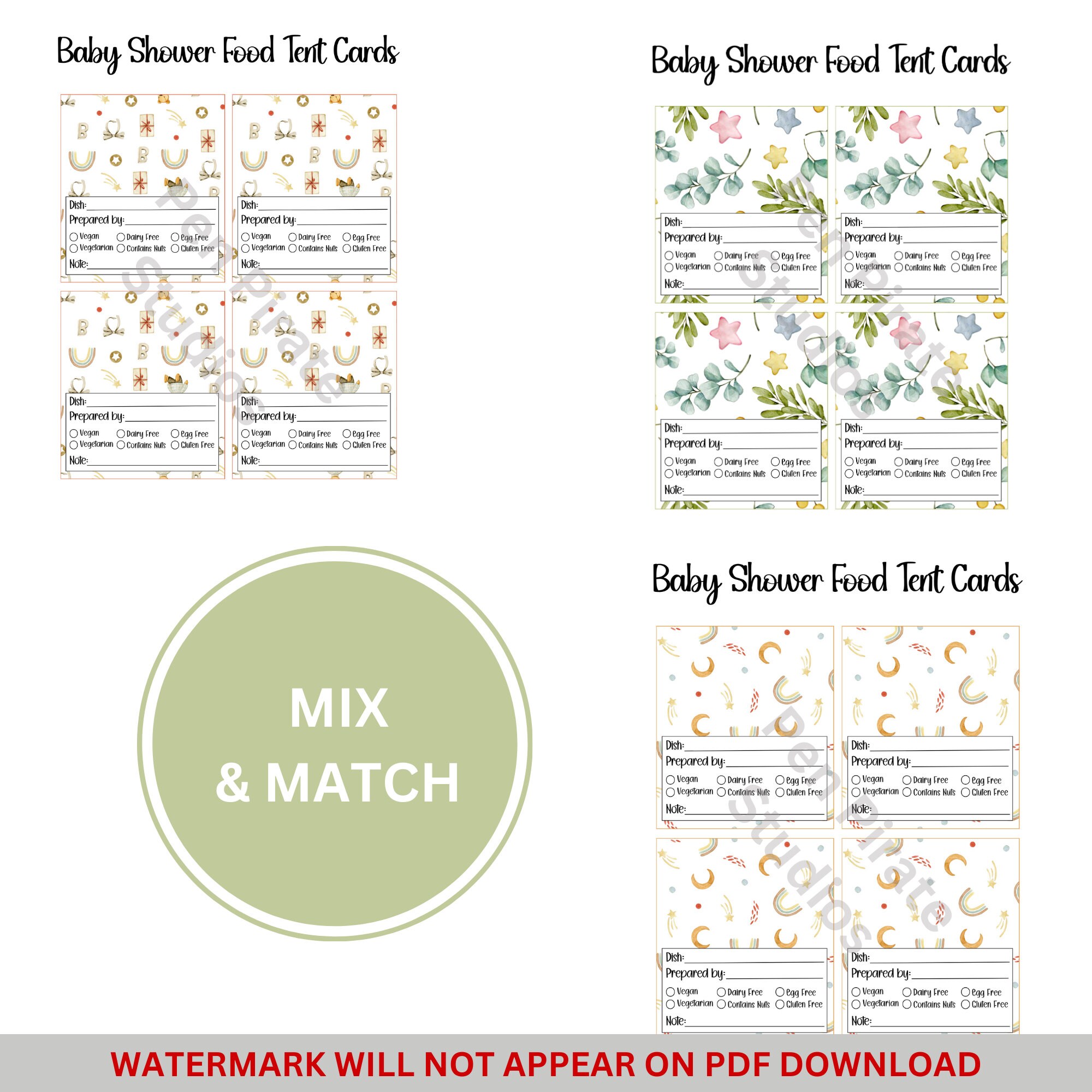 Downloadable Potluck Table Labels | Baby Shower Bundle | Baby Boy ...