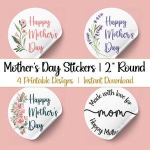 Adesivos para o Dia das Mães para Imprimir | Dia das Mães | Etiquetas para o Dia das Mães | Download instantâneo para o Dia das Mães | Feliz Dia das Mães