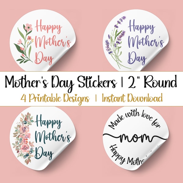 Printable Mother's Day Stickers | Mother's Day | Mother's Day Labels | Instant Download for Mother's Day | Happy Mother's Day