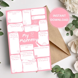 DIY Karte für Mama | Füllen Sie die Lücken Muttertagskarte | Andenken Geschenk | Niedliche Geburtstagskarte für Mama | Sofortiger Download, ausdrucken & falten!