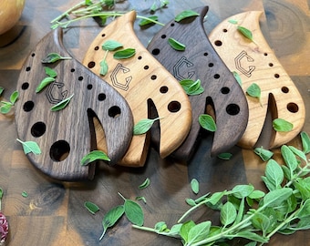 Herb Stripper, Leaf Remover, Kitchen Tool, Walnut Wood, Cherry Wood