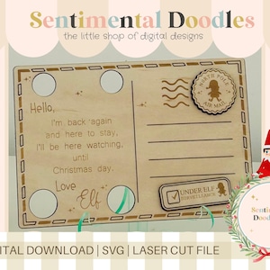 Elf arrival postcard, Christmas Elf prop, Elf arrival, Christmas ornament, Christmas prop, SVG, SVG File, Laser File, Glowforge, Flux beamo,