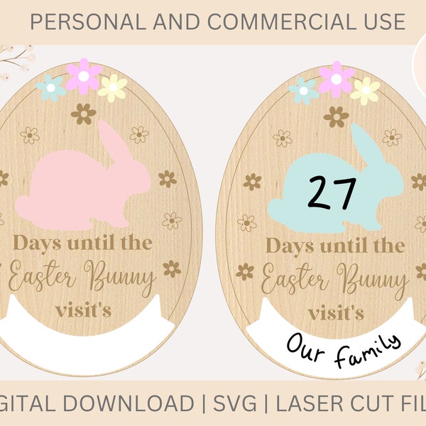 Easter Countdown, Days until the Easter Bunny visits Dry Erase Board, SVG, Laser Cut File, Digital Download, Easter decoration,