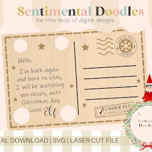 Elf arrival postcard, Christmas Elf prop, Elf arrival. Christmas, Ornament, Christmas prop, SVG, SVG File. Laser File, Glowforge, Flux beamo