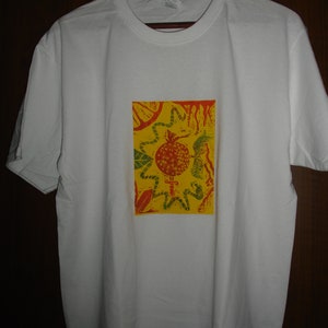 ΠΟΡΤΟΚΑΛΙ / Unisex T-shirt / handmade linocut printmaking zdjęcie 4