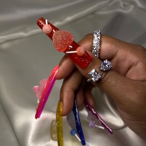 3xl Gel Press On Nails *Sugar Rush* Everything sugar coated nails | Coffin Stiletto & Square | Handmade