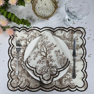 Charming French Countryside Embroidered Placemats Add Rustic Elegance to Your Table! Table Decor, Placemat 37x45 cm napkin 40x40 cm set