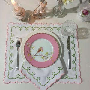 Pink placemat Napkin set for baby shower, birthday, gift, party, party (4 sets consist of 8 pieces)