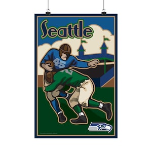 Seattle Football Matte Vertical Poster, Vintage Sports Wall Art, Seattle Seahawks Decor, Gifts for Sports Fans, Home Office Decoration