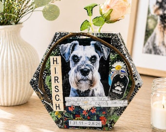 Jarrón conmemorativo de resina personalizado para mascotas, recuerdo fotográfico personalizado para perros, regalo de condolencia