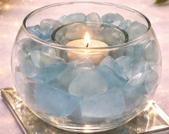 Handmade Glass Votive Candle Holder, Beach Decor, Centerpiece