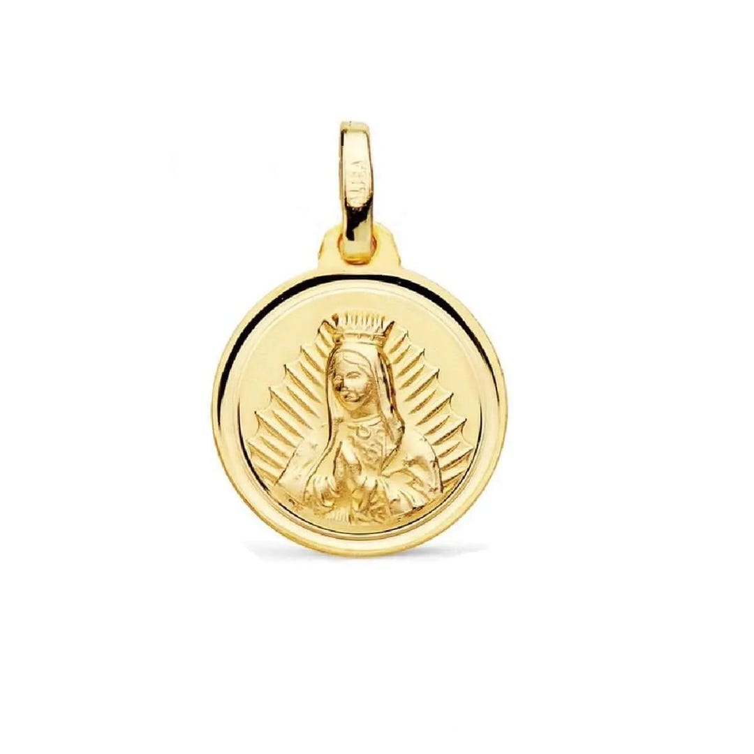 18K Solid Yellow Gold Our Lady of Guadalupe Medal 14 Mm - Etsy