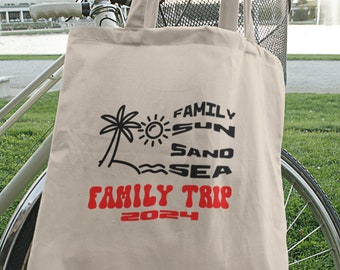 Sac fourre-tout « Family Trip 2024 » sac assorti pour les vacances d’été en famille tenues d’amoureux de la plage sac en toile à bandoulière mignon voyage en famille cadeau de vacances