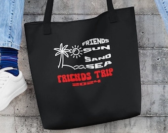 Sac fourre-tout « Friends Trip 2024 » sac assorti pour les amis vacances d’été tenues d’amoureux de la plage sac en toile à bandoulière mignon voyage ami cadeau de vacances