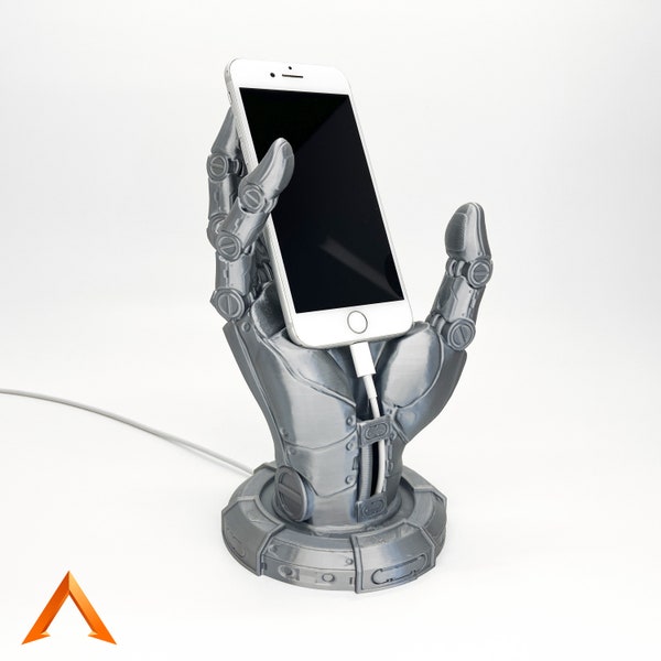 Support de téléphone robot, porte telephone portable en forme de main cyborg imprimé en 3d, iphone, samsung etc