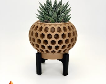 Pot de fleurs/plantes pour intérieur, pot imprimé en 3D avec drainage, soucoupe et support