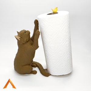Porta-toalha de papel para gatos e pássaros, acessório de cozinha impresso em 3D
