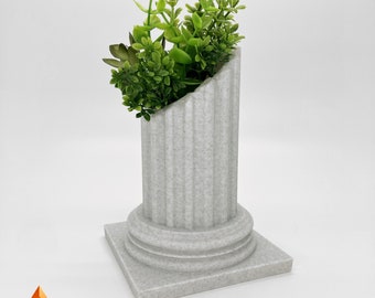 Elegant pot inspired by ancient Rome, pot for plants, pencils, etc in the shape of a Greco Roman column 3D printed