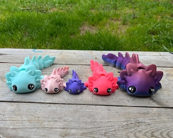 Cute Axolotl Tadpole Fidget Toy, Best Selling Kids Toy, 3D Printed Articulating Fidget Toy, Axolotl Lover Gift **BABY thru TWEEN SIZES**