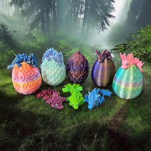 Dragon Egg with Cute Baby Dragon, 3D Printed Articulating Fidget Toy, Dragon Lover Gift, Gender Reveal, Unique Desk Decoration