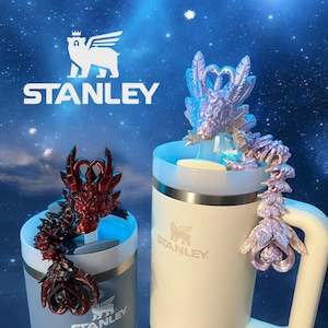 Stunning Dragon Straw Topper, Light Heart & Dark Heart Designs for Stanley Cup, Fits 20oz, 30oz, and 40oz 10mm Stanley Tumbler Straws