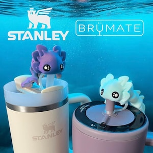 Cute Axolotl Straw Topper for Stanley & Brumate, Fits 10mm Stanley and 12mm Brumate Straws for Era and Resa, 3D Printed Articulated Toy
