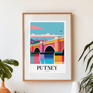 Putney Bridge - London - Colourful Digital Poster / Print. Download files includes all sizes in high resolution.
