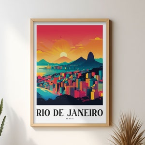 Rio de Janeiro - Brazil - Colourful Digital Poster / Print. Download files includes all sizes in high resolution. Skyline.