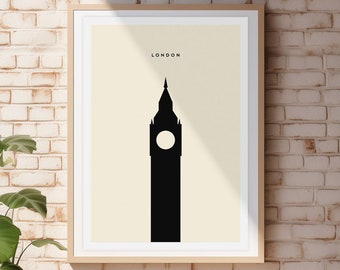 London Big Ben Art Print – Minimalist UK Poster (Digital Download)