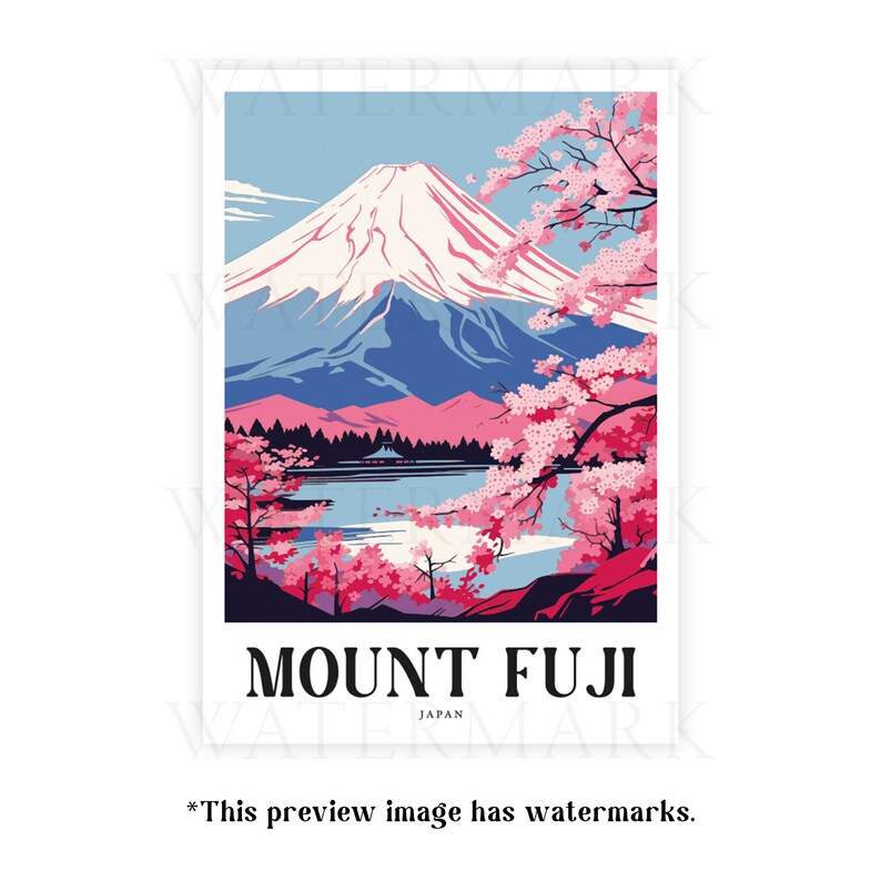 Mount Fuji Japan Art Print – Colourful Travel Poster (digital Download ...