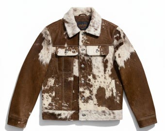 Giacca western in pelle di mucca fatta a mano, stile rodeo vintage