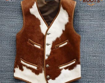 Handmade Hair-On Hide Vest | Western Cowboy Rodeo Style
