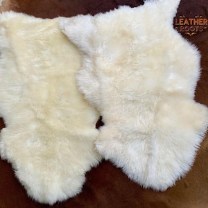 Set of 2, Genuine Sheepskin Rug Ivory White Real Sheepskin Rug Wool fur Rug Soft Sheep skin Rug Single Pelt Throw Blanket 2 x 3 Animal matts