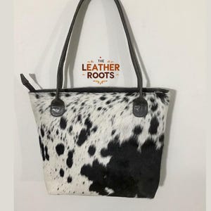 Cowhide Leather Tote Bag: Hair-On Fur, Boho Western Style