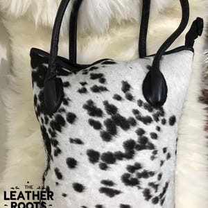 Borsa tote in pelle di vacchetta: borsa a mano in stile boho western con pelo