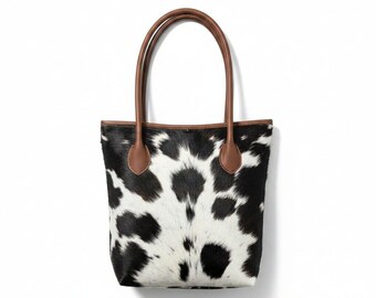 Cowhide Leather Tote Bag: Boho Western Hair-On Handbag