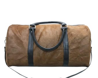 Handgjord duffelväska i kohud: Brindle Leather Weekender Travel Gym Bag