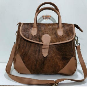 Borsa tote in pelle di vacchetta tigrata: borsa a mano in stile boho western