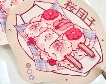 Cat Dango | Sakura | Matte Vinyl Stickers | Cute Stickers, Stationery