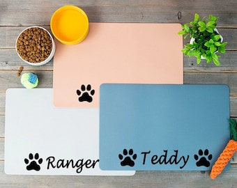 Personalized Rubber Pet Place Mat, Animal Feeding Mat With Customization, Anti Slip Mat, Pet Bowl Mat, Gifts For Pet Owners,