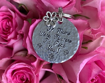 Si mamá fuera un llavero de flores - Estampado a mano - Llavero de mamá - Mejor mamá - Día de la madre - Cumpleaños de mamá - Mamá especial - Día de la madre - Reino Unido
