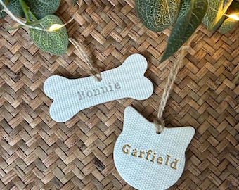 Personalised Cat/ Dog Clay Decoration - Custom Cat ornament - Custom Dog ornament - Handmade - Cat Decs - Dog Dec - Cable Knit