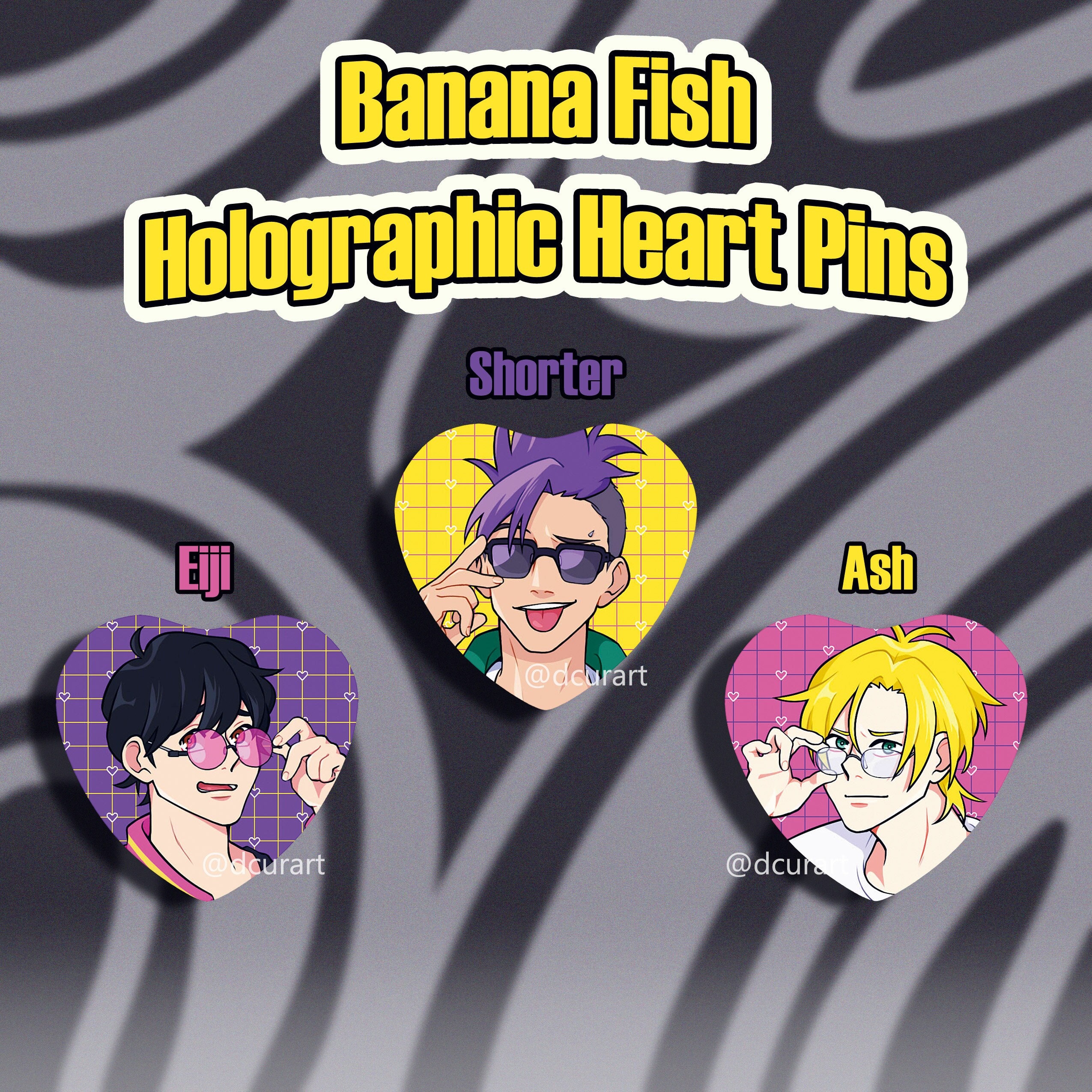 Banana Fish Holo Heart Buttons