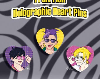 Fruit Fish Holo Heart Buttons