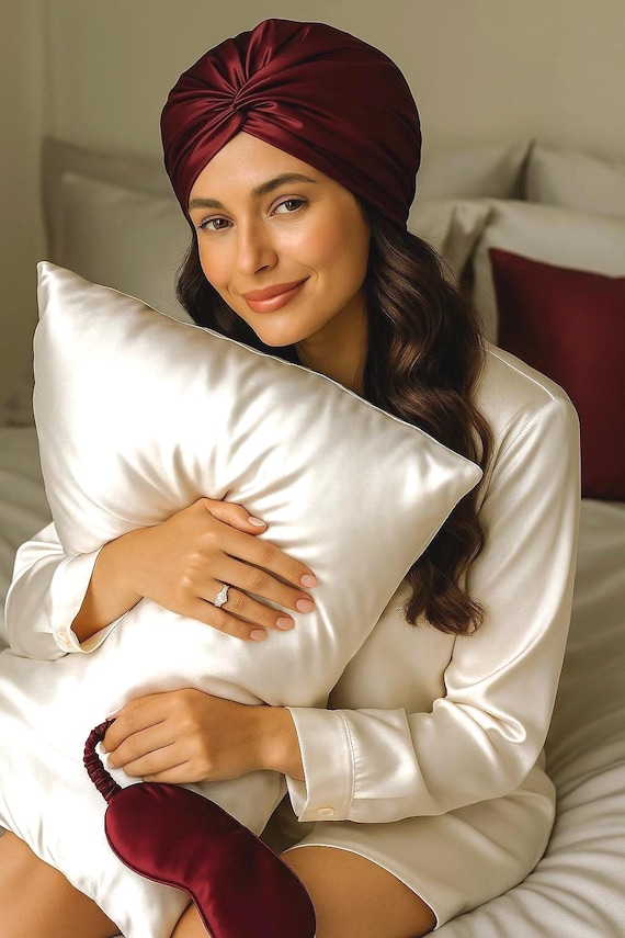 100% Mulberry Silk Bonnet | 22 Momme | Turban | Pure Silk  display picture 3