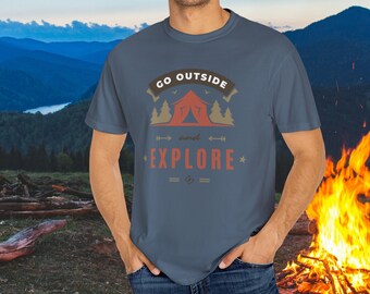 Go outside and explore Unisex Garment-Dyed T-shirt, oversized tee, vintage t-shirt, comfy t-shirt, unisex tees, outdoors clothing