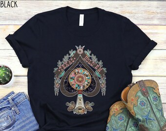 Texas Hold 'Em-tröja, present till pokerspelare, spader ess-tröja, spelkort-t-shirt, kortgivare-present, western cowgirl-tröja med ess